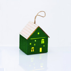 ^FELT HOUSE WOODEN ROOF ΠΡΑΣΙΝΟ 1 MINI LED ΔΙΑΚ ΘΕΡΜΟ ΛΑΜΠ ΜΠΑΤ 3*AG10 (ΣΥΜΠΕΡΙΛΑΜΒ) 8*8*9,6cm  -X09119258
